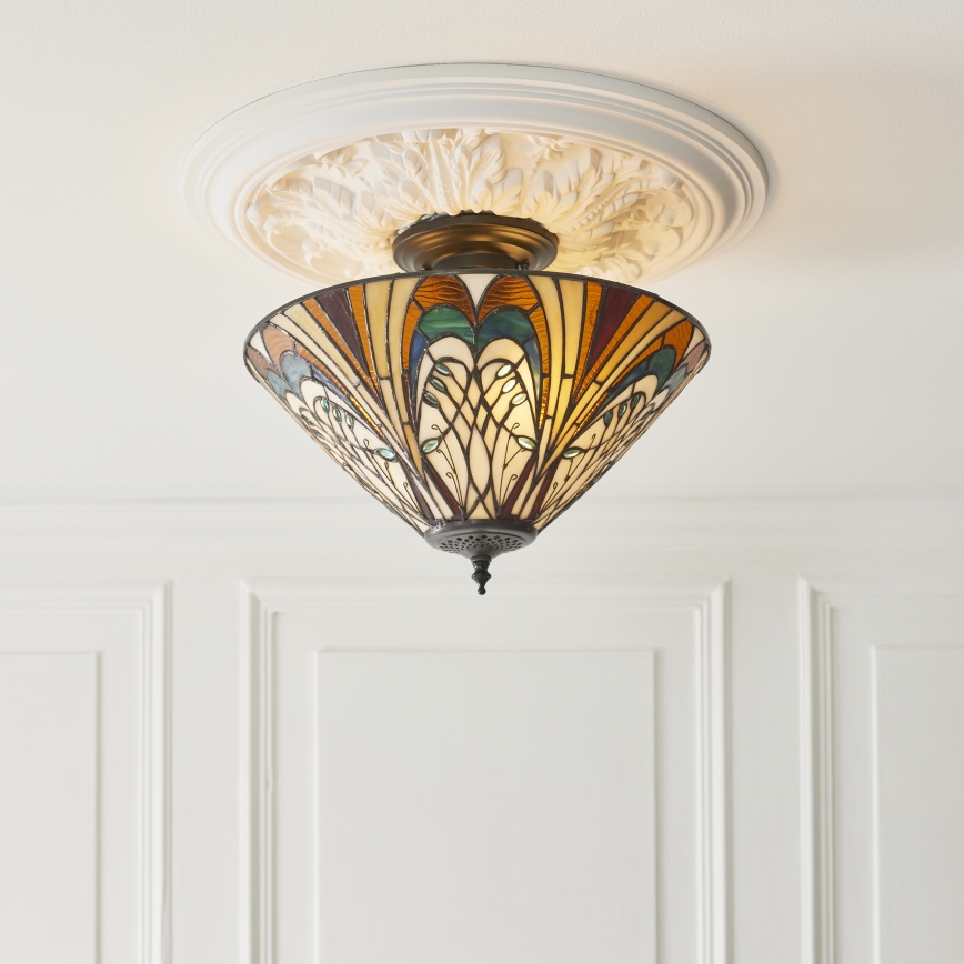 Endon 111905 - Pinnale kinnitatav Tiffany-lühter HECTOR 3xE27/10W/230V, läbimõõt 40 cm
