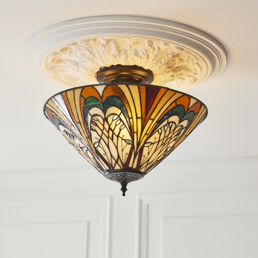 Endon 111905 - Pinnale kinnitatav Tiffany-lühter HECTOR 3xE27/10W/230V, läbimõõt 40 cm