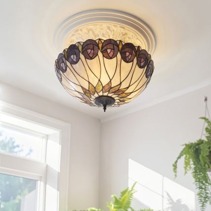 Endon 111906 - pinnapealne Tiffany-lühter HUTCHINSON 3xE27/10W/230V, läbimõõt 50 cm