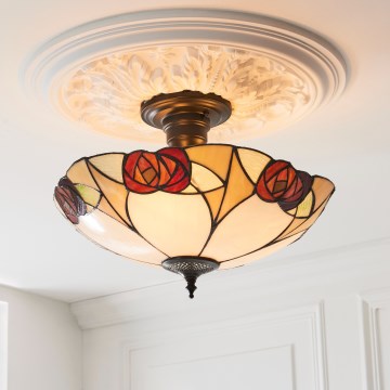 Endon 111907 - Lae külge kinnitatav Tiffany INGRAM lühter 3xE27/10W/230V, läbimõõt 45 cm