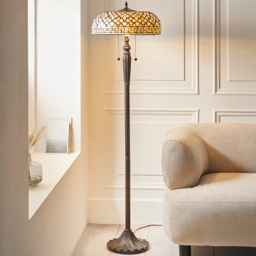 Endon 111921 - Põrandalamp Tiffany MILLE FEUX 2xE27/10W/230V läbimõõt 45 cm