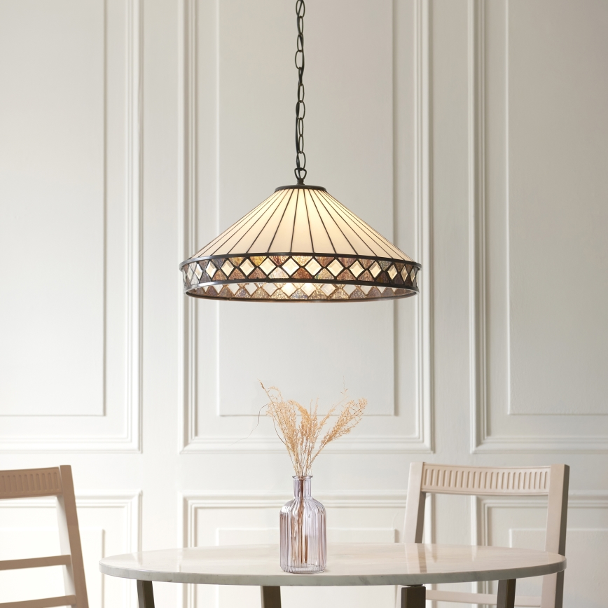 Endon 111961 - Tiffany FARGO ketiga ripplühter, 3xE27/10W/230V, läbimõõt 50 cm