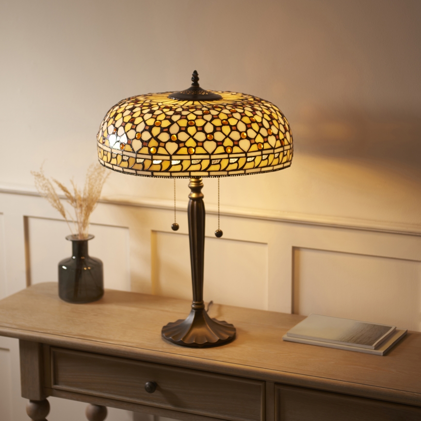 Endon 112178 - Laualamp Tiffany MILLE FEUX 2xE14/40W/230V, läbimõõt 45 cm