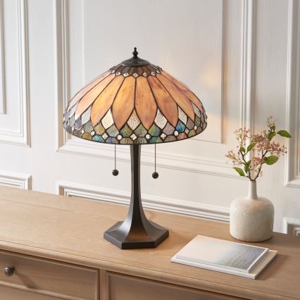 Endon 112183 - Laualamp Tiffany BROOKLYN 2xE14/10W/230V läbimõõt 40 cm