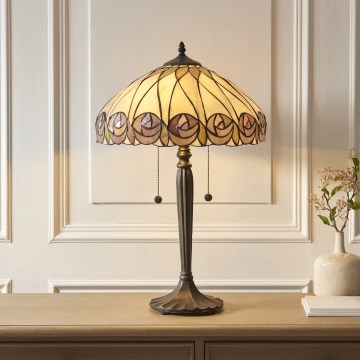 Endon 112184 - Laualamp Tiffany HUTCHINSON 2xE27/10W/230V, läbimõõt 40 cm