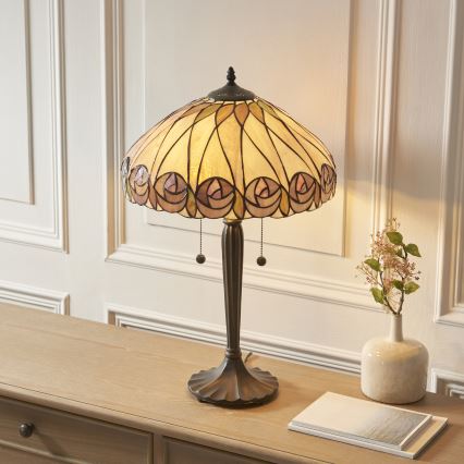 Endon 112184 - Laualamp Tiffany HUTCHINSON 2xE27/10W/230V, läbimõõt 40 cm
