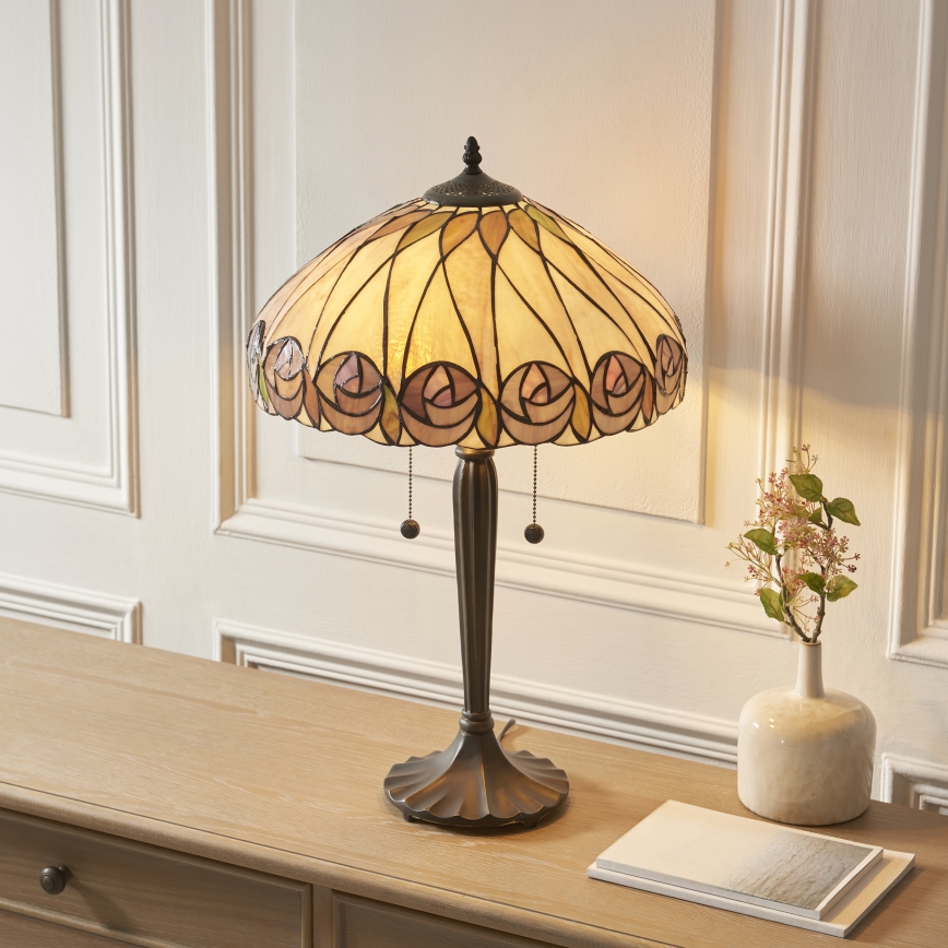 Endon 112184 - Laualamp Tiffany HUTCHINSON 2xE27/10W/230V, läbimõõt 40 cm