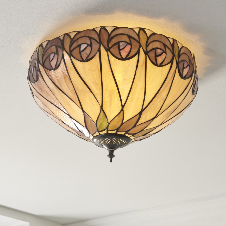 Endon 112188 - Laevalgusti Tiffany HUTCHINSON 2xE27/60W/230V läbimõõt 40 cm