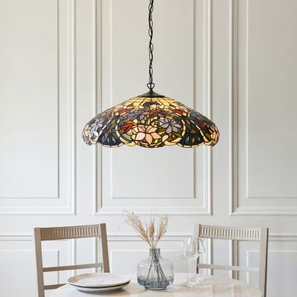 Endon 112193 - Ketiga riputatav lühter Tiffany SULLIVAN, 3× E27, 60 W, 230 V, läbimõõt 57 cm
