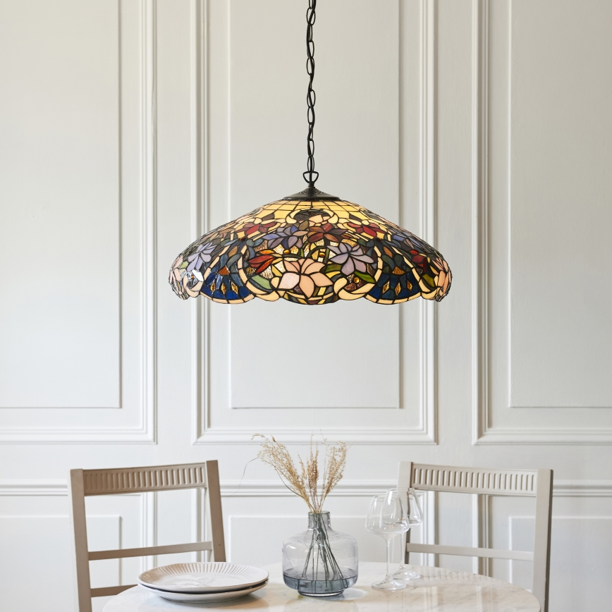 Endon 112193 - Ketiga riputatav lühter Tiffany SULLIVAN, 3× E27, 60 W, 230 V, läbimõõt 57 cm