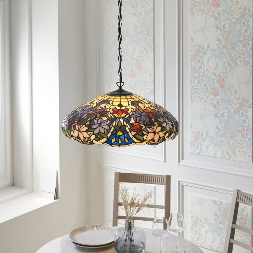 Endon 112193 - Ketiga riputatav lühter Tiffany SULLIVAN, 3× E27, 60 W, 230 V, läbimõõt 57 cm