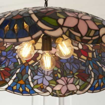 Endon 112193 - Ketiga riputatav lühter Tiffany SULLIVAN, 3× E27, 60 W, 230 V, läbimõõt 57 cm