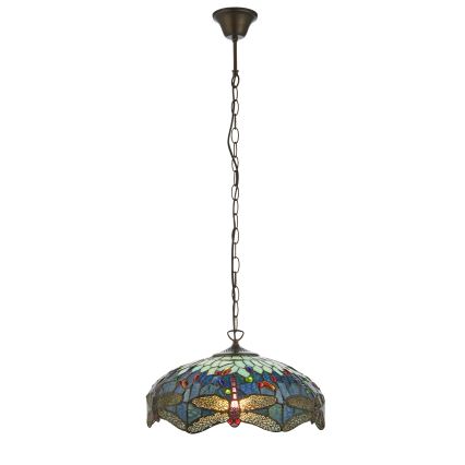 Endon 112195 - Tiffany-stiilis ketiga lühter DRAGONFLY, 1xE27/60W/230V, läbimõõt 41 cm