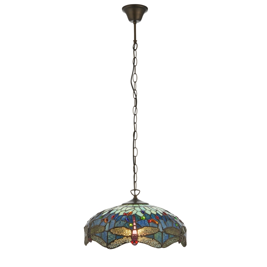 Endon 112195 - Tiffany-stiilis ketiga lühter DRAGONFLY, 1xE27/60W/230V, läbimõõt 41 cm