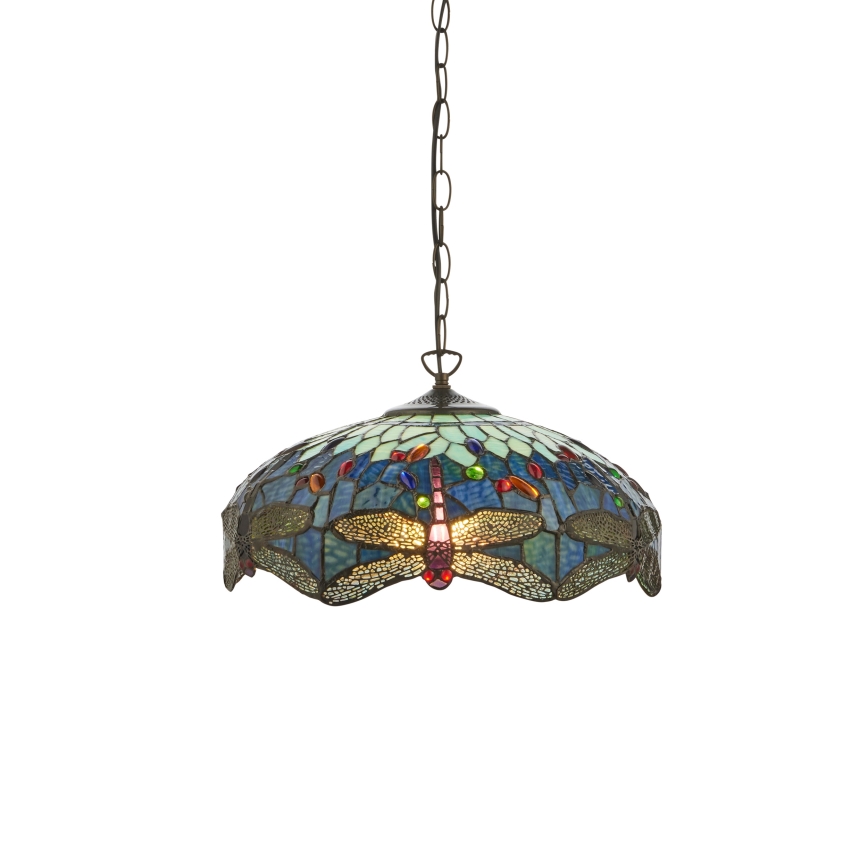 Endon 112195 - Tiffany-stiilis ketiga lühter DRAGONFLY, 1xE27/60W/230V, läbimõõt 41 cm
