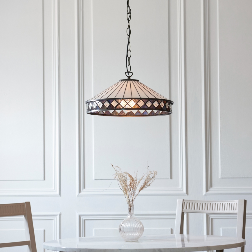Endon 112196 - Tiffany FARGO ketiga lühter 1xE27/60W/230V, Ø 41,5 cm