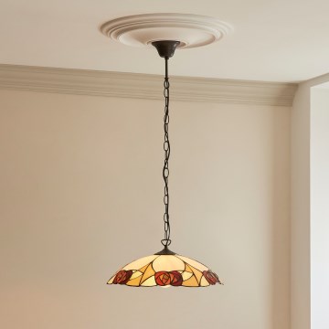 Endon 112197 - ketiga riputatav elegantne Tiffany-stiilis kroonlühter INGRAM 1xE27/60W/230V, läbimõõt 45 cm