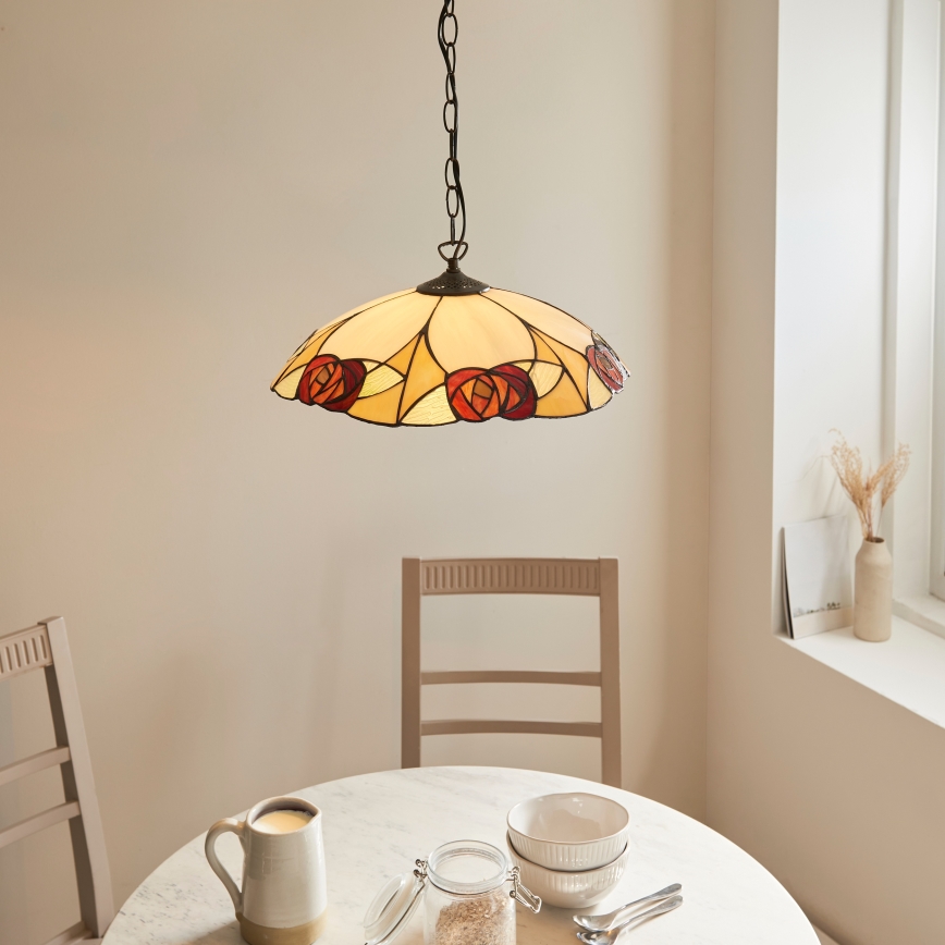 Endon 112197 - ketiga riputatav elegantne Tiffany-stiilis kroonlühter INGRAM 1xE27/60W/230V, läbimõõt 45 cm