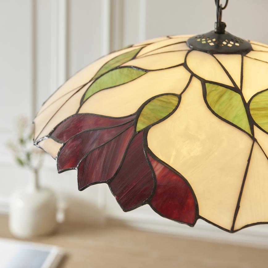 Endon 112246 - Tiffany BOTANICA ketiga ripp-lühter 1xE27/60W/230V, läbimõõt 45 cm