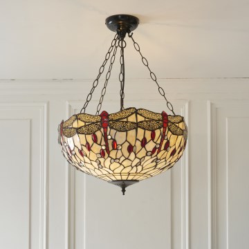 Endon 112251 - Ripplühter ketiga Tiffany DRAGONFLY 3xE27/60W/230V, läbimõõt 50 cm