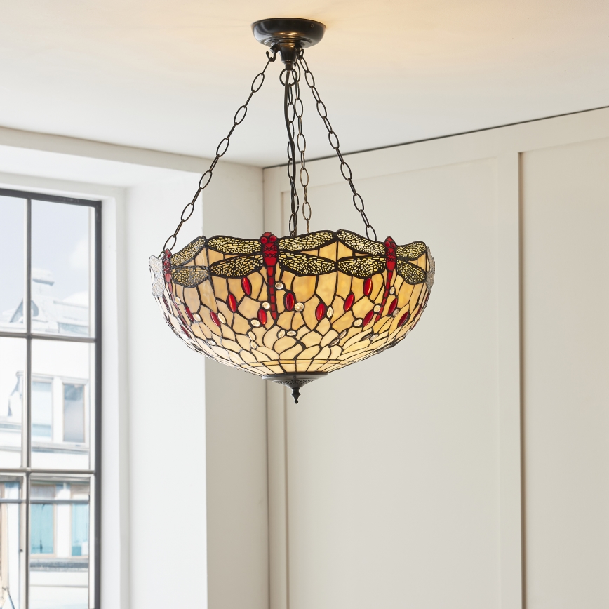 Endon 112251 - Ripplühter ketiga Tiffany DRAGONFLY 3xE27/60W/230V, läbimõõt 50 cm