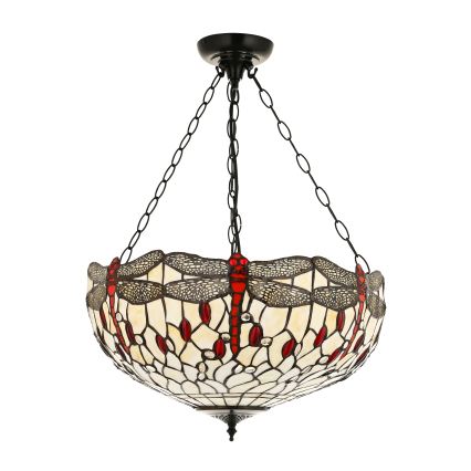 Endon 112251 - Ripplühter ketiga Tiffany DRAGONFLY 3xE27/60W/230V, läbimõõt 50 cm