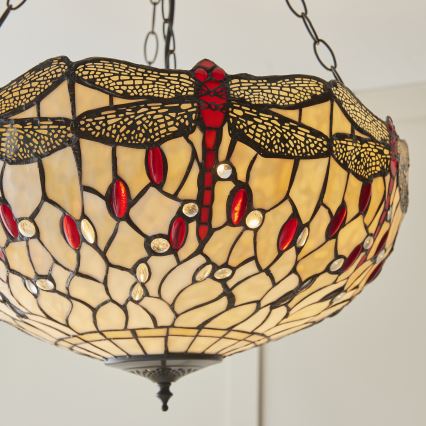 Endon 112251 - Ripplühter ketiga Tiffany DRAGONFLY 3xE27/60W/230V, läbimõõt 50 cm