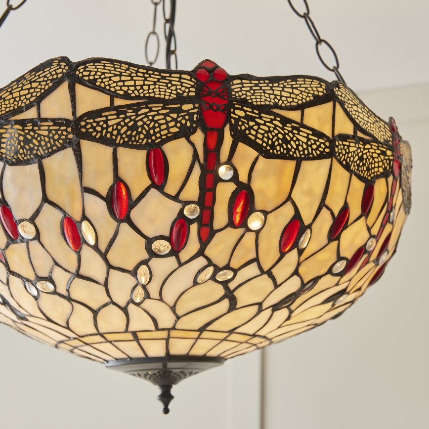 Endon 112251 - Ripplühter ketiga Tiffany DRAGONFLY 3xE27/60W/230V, läbimõõt 50 cm