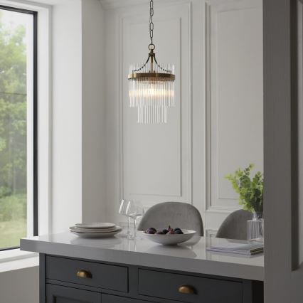 Endon 112572 - ketiga ripplühter MARIETTA 1xE27/10W/230V messing/läbipaistev