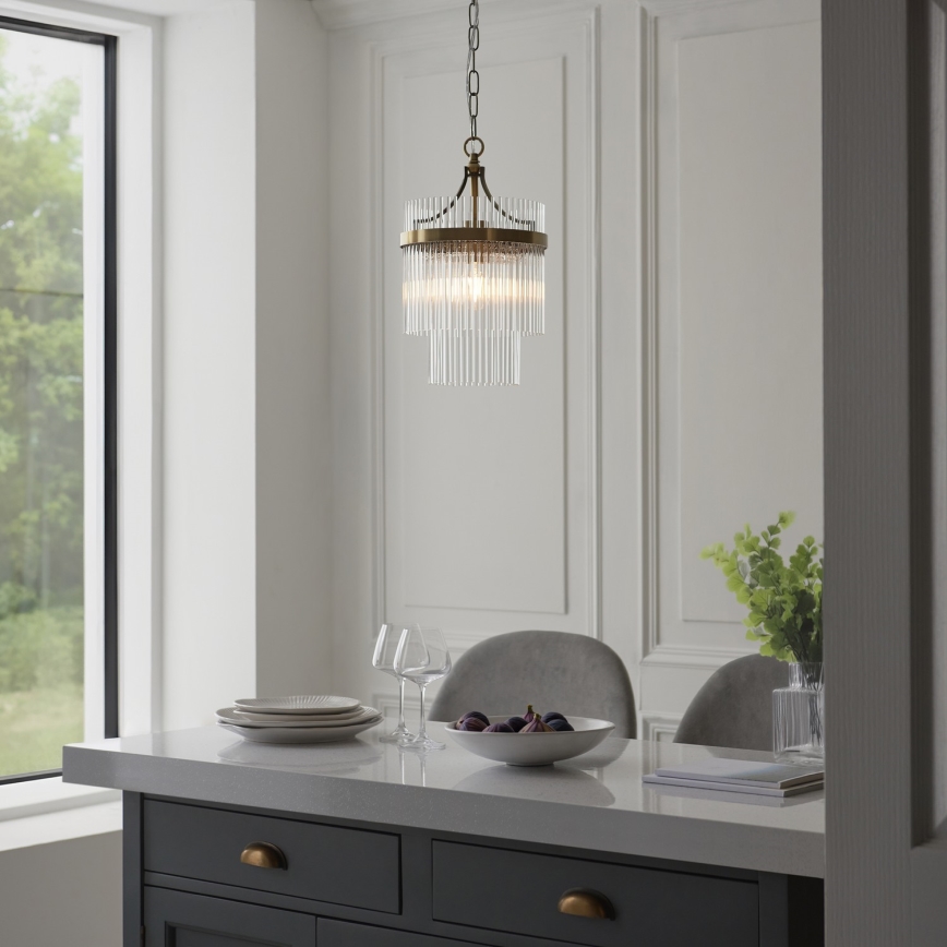 Endon 112572 - ketiga ripplühter MARIETTA 1xE27/10W/230V messing/läbipaistev