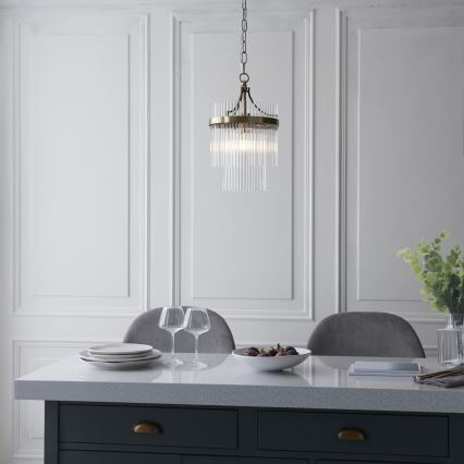Endon 112572 - ketiga ripplühter MARIETTA 1xE27/10W/230V messing/läbipaistev