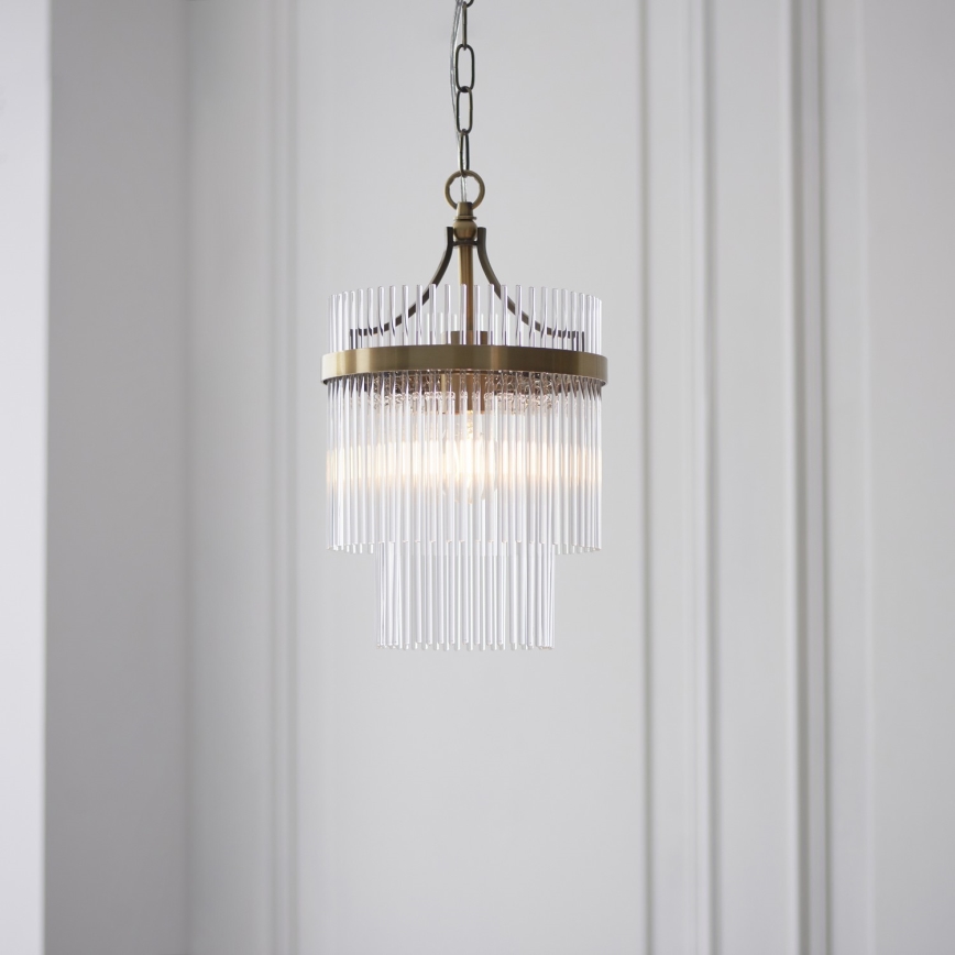 Endon 112572 - ketiga ripplühter MARIETTA 1xE27/10W/230V messing/läbipaistev