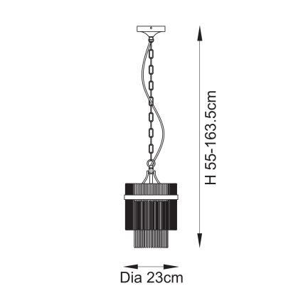 Endon 112572 - ketiga ripplühter MARIETTA 1xE27/10W/230V messing/läbipaistev