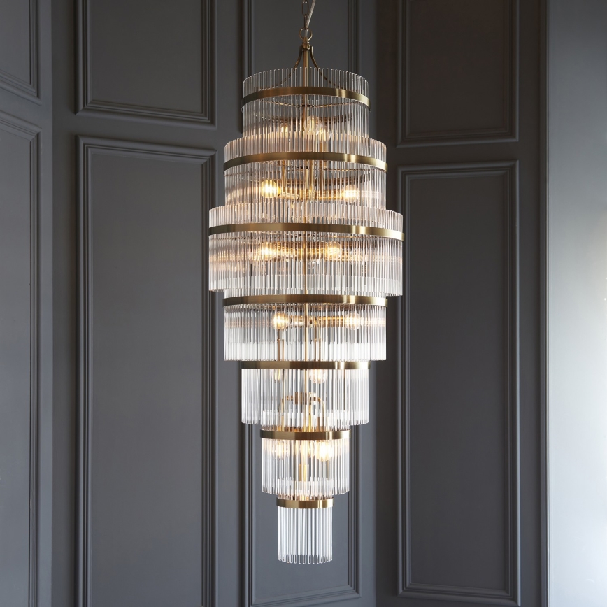 Endon 112793 - Lühter MARIETTA GRAND 21xE14/6W/230V messing/läbipaistev