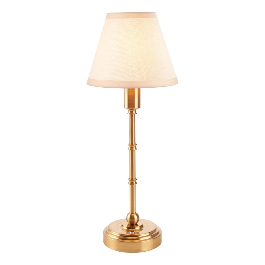 Endon 114811 - LED-hämardatav laetav laualamp BURLEY, 1,5 W / 5 V, 3600 mAh, messing/valge