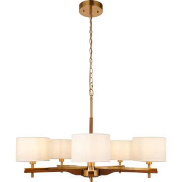 Endon 116994 - Ketiga ripplühter HEATHCLIFF 5xE14/7W/230V messing/saarepuit