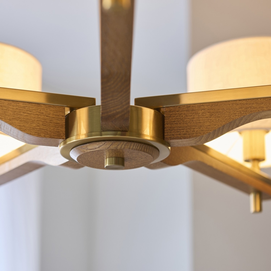 Endon 116994 - Ketiga ripplühter HEATHCLIFF 5xE14/7W/230V messing/saarepuit