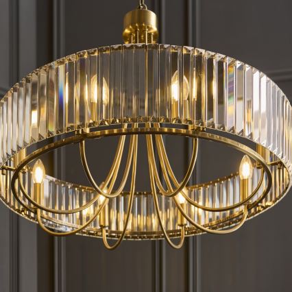 Endon 119611 - ketiga rippuv lühter VISCONTI 8xE14/6W/230V, messing