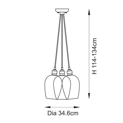 Endon 120644 - Rippvalgusti kaabliga 3xE27/10W/230V läikiv kroom