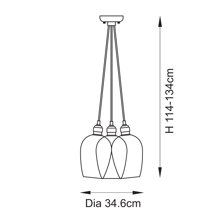 Endon 120644 - Rippvalgusti kaabliga 3xE27/10W/230V läikiv kroom