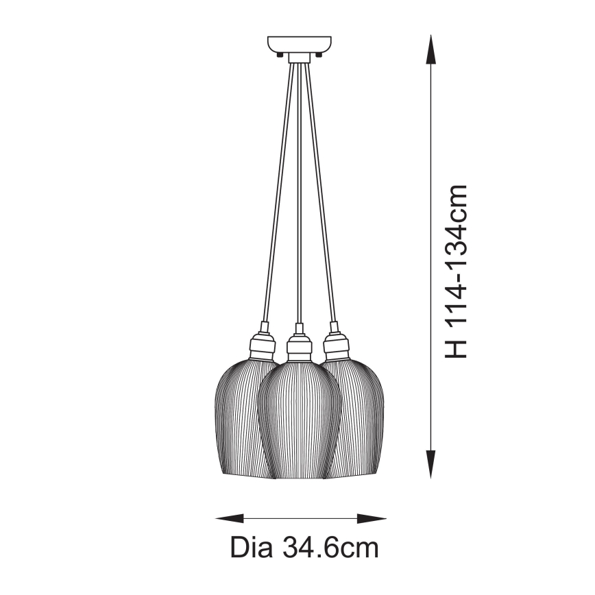 Endon 120652 - Rippvalgusti kaabliga 3xE27/10W/230V, läikiv kroom