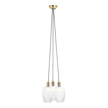 Endon 120656 - Rippvalgusti kaabliga 3xE27/10W/230V messing