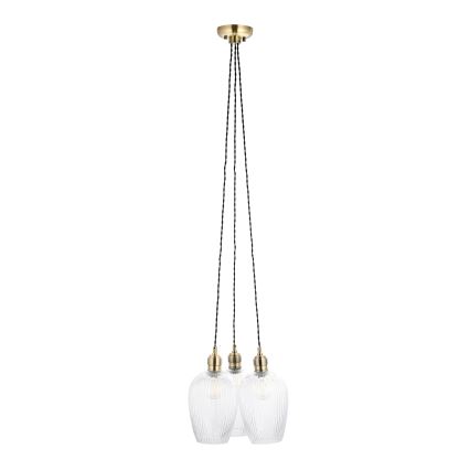 Endon 120656 - Rippvalgusti kaabliga 3xE27/10W/230V messing