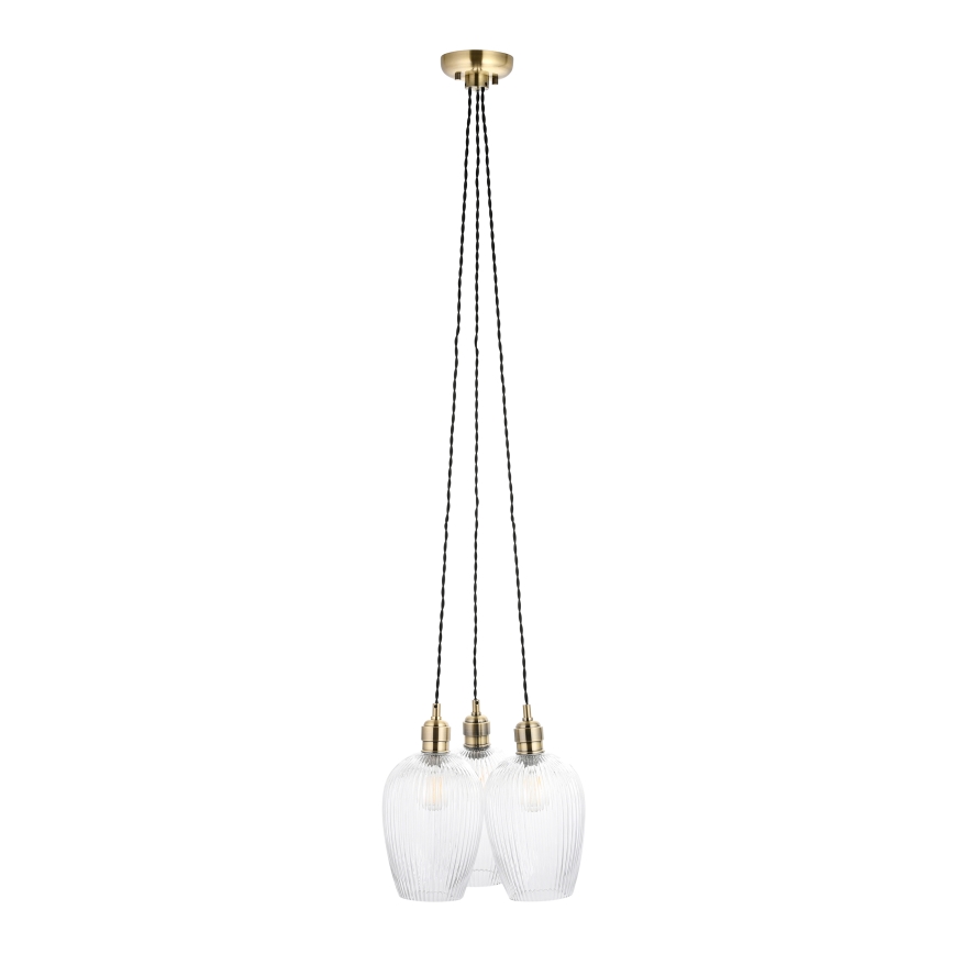 Endon 120656 - Rippvalgusti kaabliga 3xE27/10W/230V messing