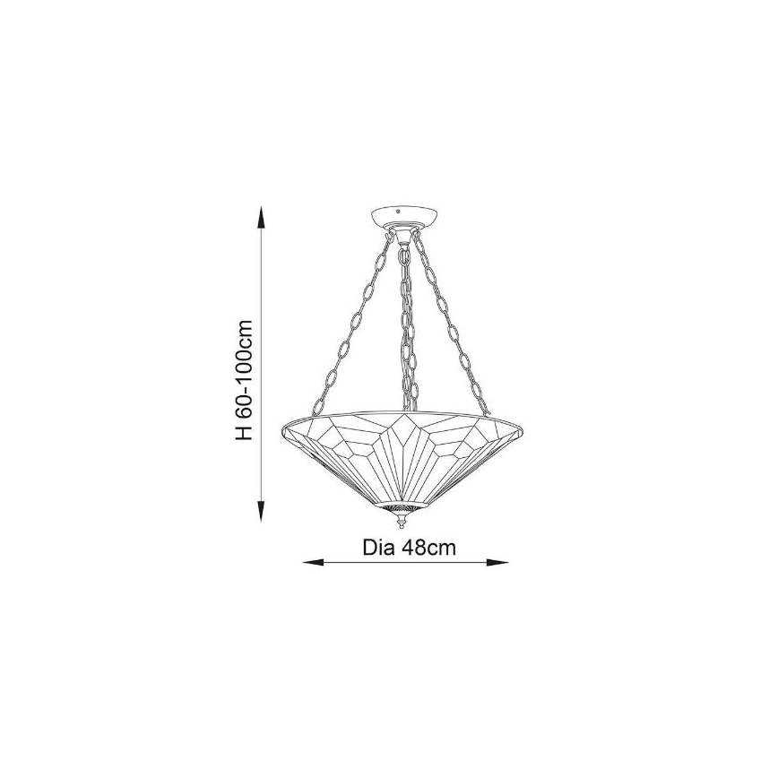 Endon 63936 - ketiga ripp-lühter Tiffany ASTORIA 3xE27/60W/230V, läbimõõt 48 cm