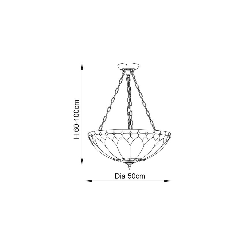 Endon 63976 - ketiga ripp-lühter BROOKLYN, 3xE27/60W/230V, läbimõõt 50 cm