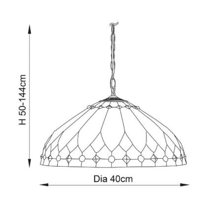 Endon 63977 - Tiffany-stiilis ketiga ripplühter BROOKLYN 1xE27/60W/230V läbimõõt 40 cm