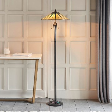 Endon 64041 - Põrandalamp Tiffany DARK STAR 2xE27/60W/230V läbimõõt 49 cm