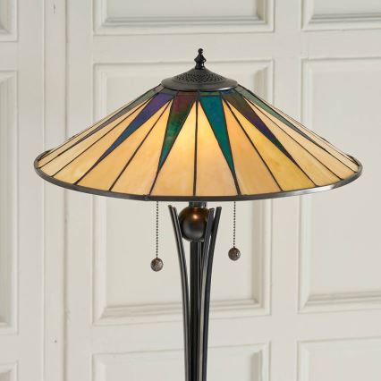 Endon 64041 - Põrandalamp Tiffany DARK STAR 2xE27/60W/230V läbimõõt 49 cm