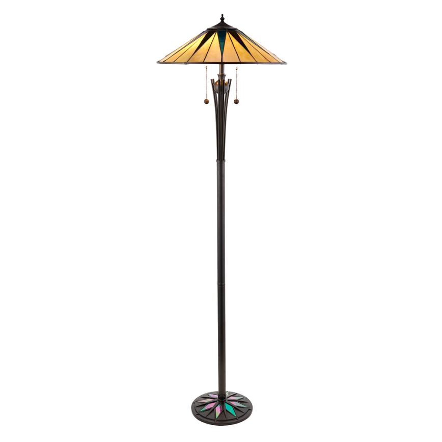 Endon 64041 - Põrandalamp Tiffany DARK STAR 2xE27/60W/230V läbimõõt 49 cm